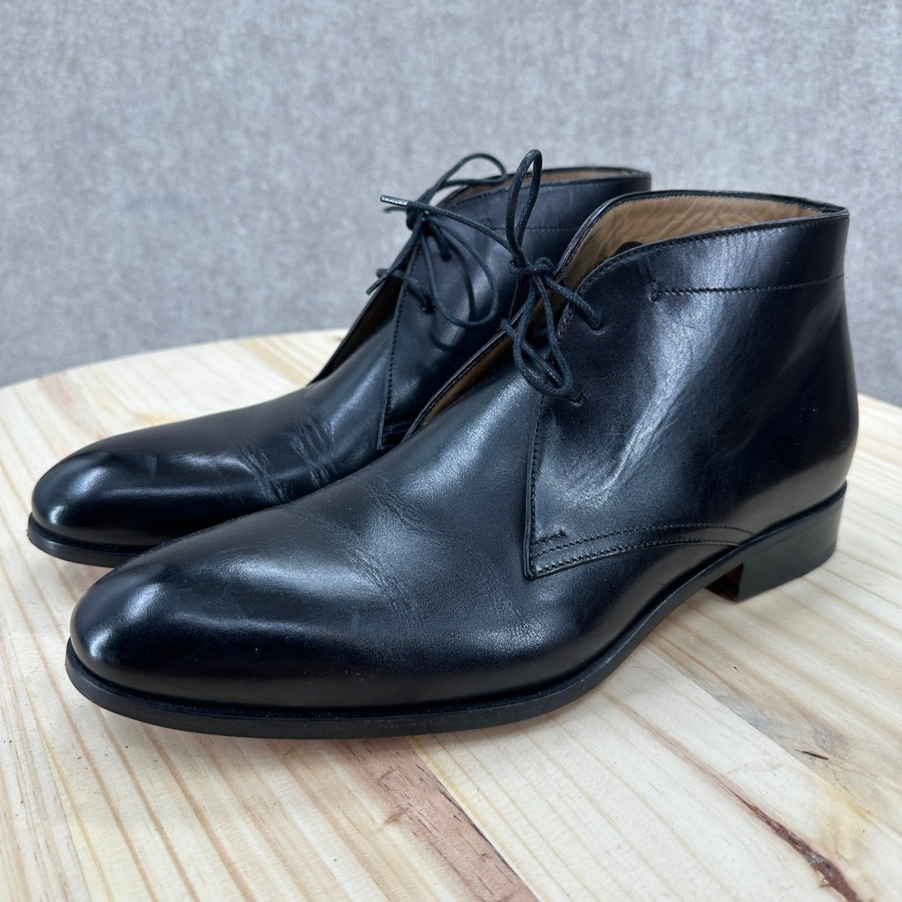Ace Marks Black Leather Chukka Oxford Boots‎ 9 Ankle Dress Lace Almond Toe Shoes